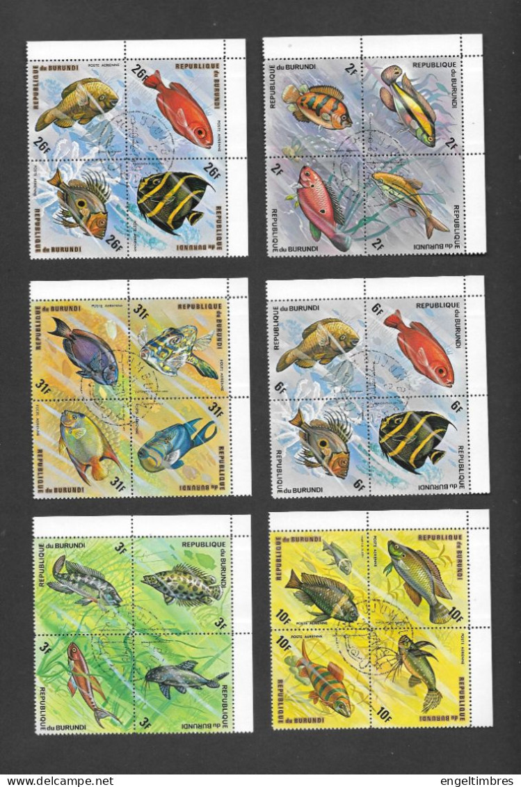 Republic Of Burundi 12 Blocks Of 4 Stamps CDS - See Scans And NOTES - Used Stamps