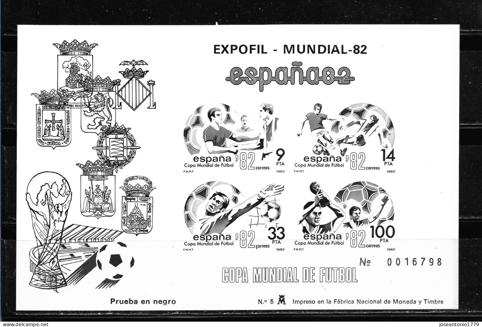 ESPAÑA 1982, PRUEBA OFICIAL EDIFIL 4/5 , CAMPEONATO MUNDIAL DE FÚTBOL ESPAÑA 82. MNH. - Variétés & Curiosités