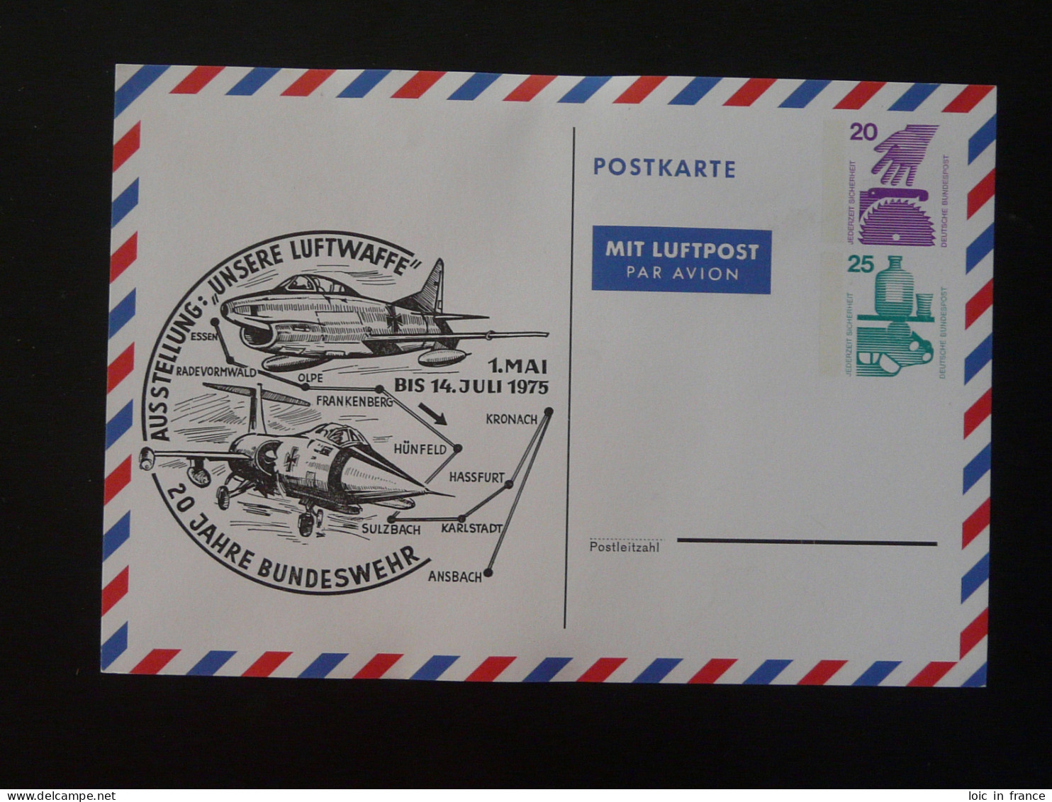 Entier Postal Stationery Card Aviation Luftwaffe Bundeswehr Allemagne Germany 1975 - Cartes Postales Privées - Neuves