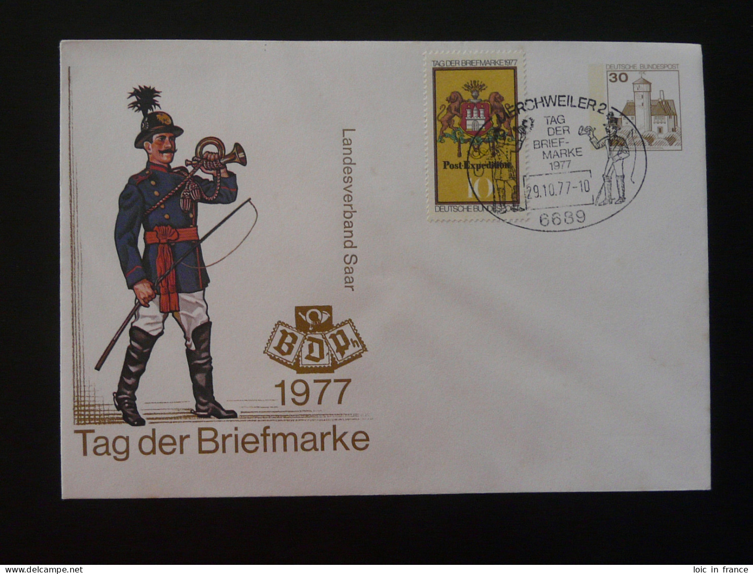 Entier Postal Stationnery Postal History Tag Der Briefmarke Merchweiler 1977 - Enveloppes - Oblitérées