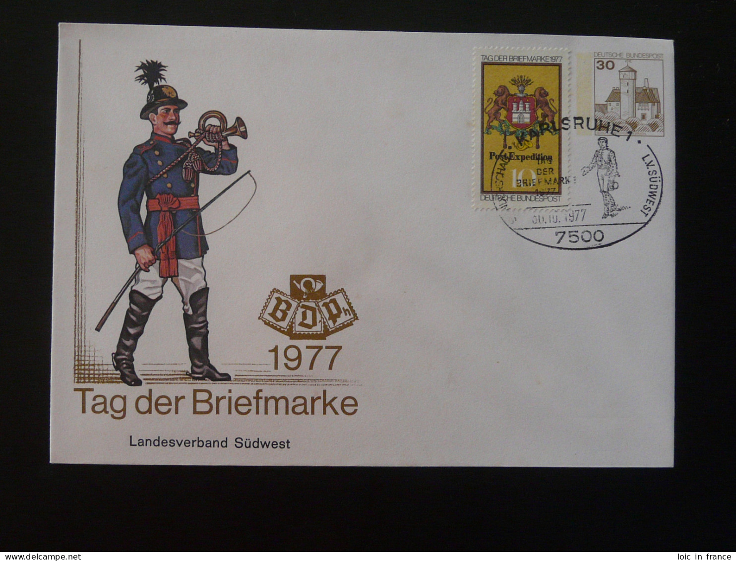 Entier Postal Stationnery Postal History Tag Der Briefmarke Karlsruhe 1977 - Enveloppes - Oblitérées