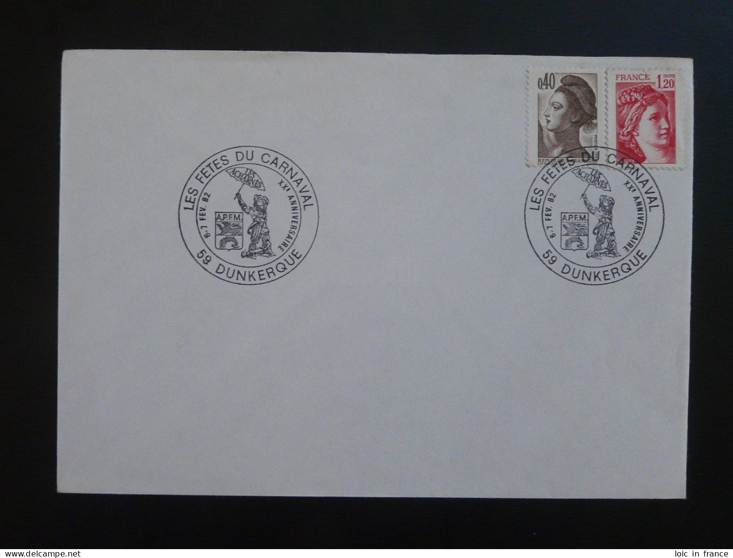 Carnaval Carnival Oblitération Sur Lettre Postmark On Cover Dunkerque 59 Nord 1982 - Carnaval