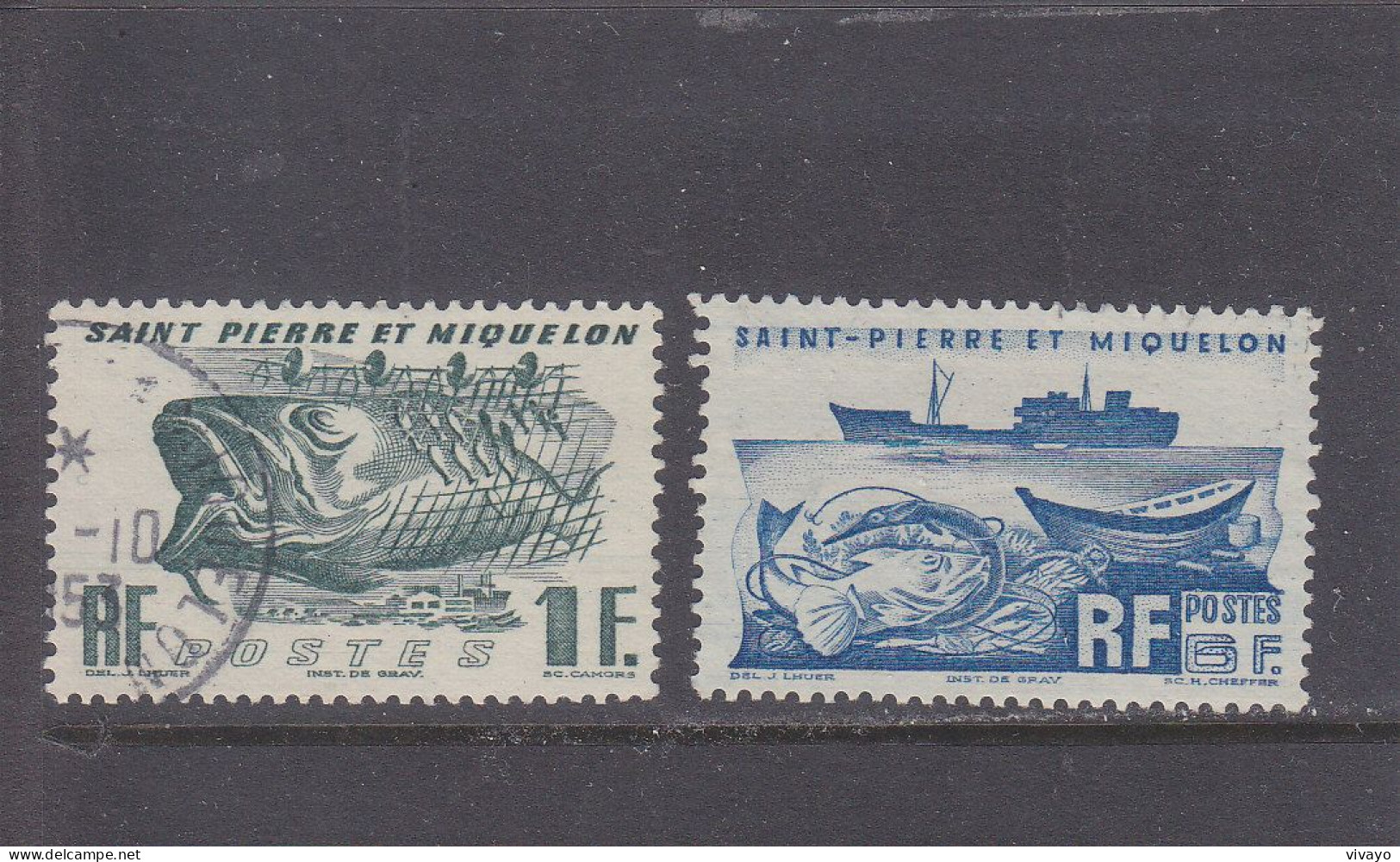 SAINT PIERRE ET MIQUELON - O/ FINE CANCELLED - 1947 -  TRAWLER "COLONEL PLEVEN" - Yv. 331, 339   Mi. 353, 361 - Oblitérés