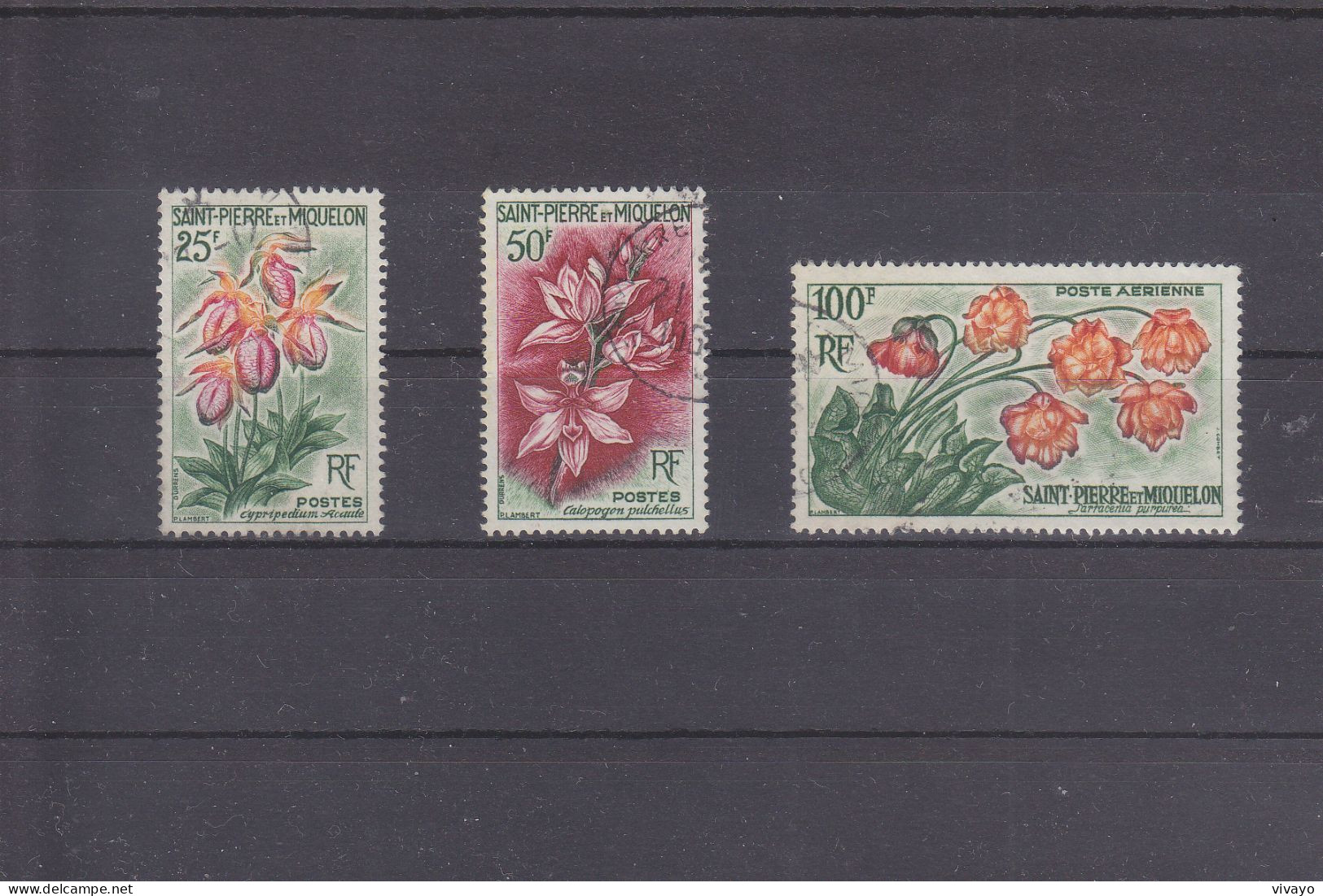 SAINT PIERRE ET MIQUELON - O/ FINE CANCELLED - 1962 - FLOWERS -  Yv. 362/3 + PA 27     Mi. 393/5 - Oblitérés