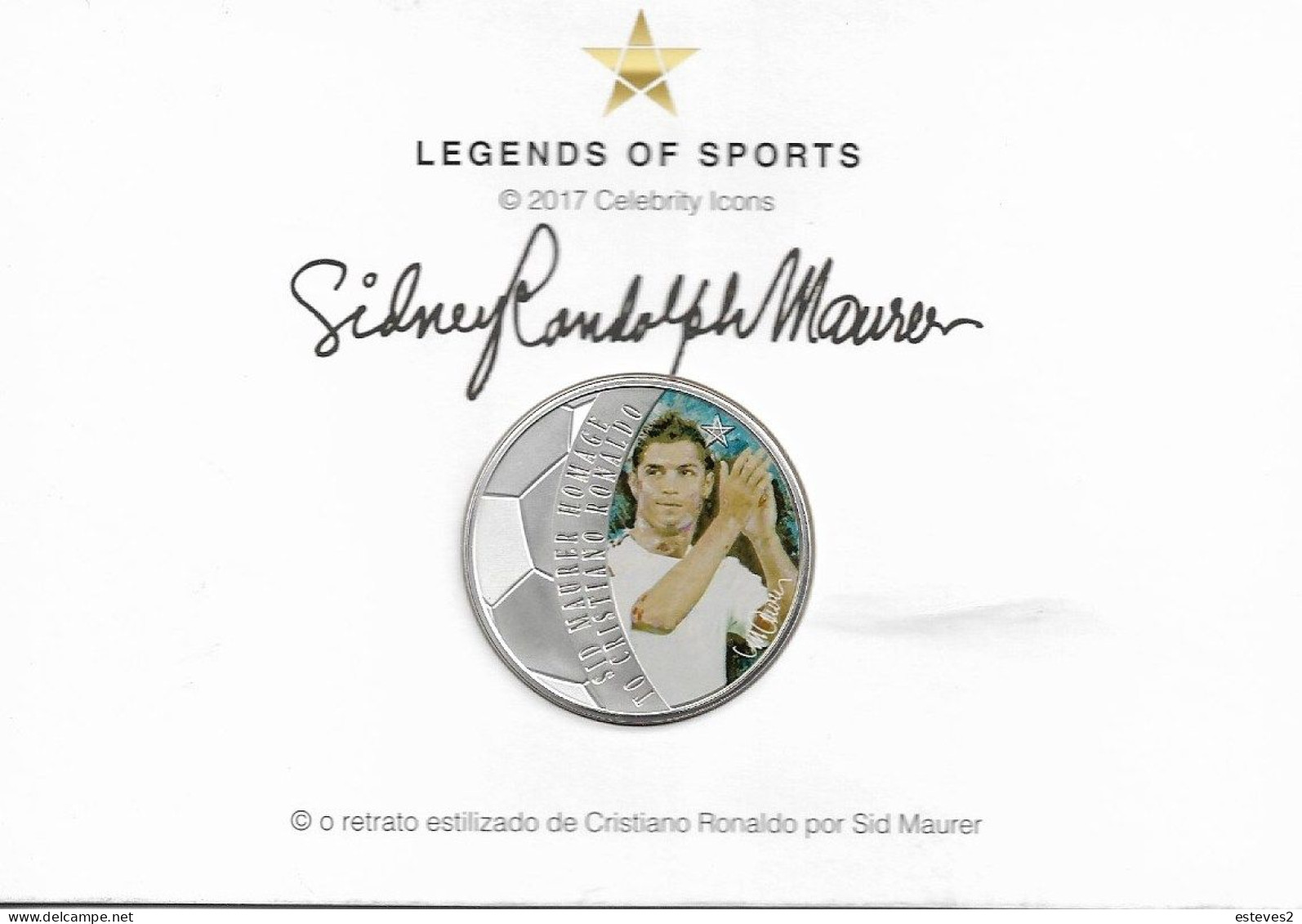 Solomon Islands , 2018 , 2 Dollars , Celebrity Icons , Cristiano Ronaldo , Football , Soccer , Sidney Maurer - Solomon Islands