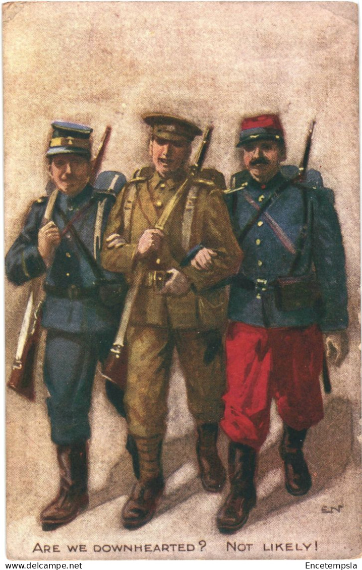 CPA Carte Postale Illustration De Trois Militaires: Are We Downhearted Not Likely  VM70679 - Uniformes
