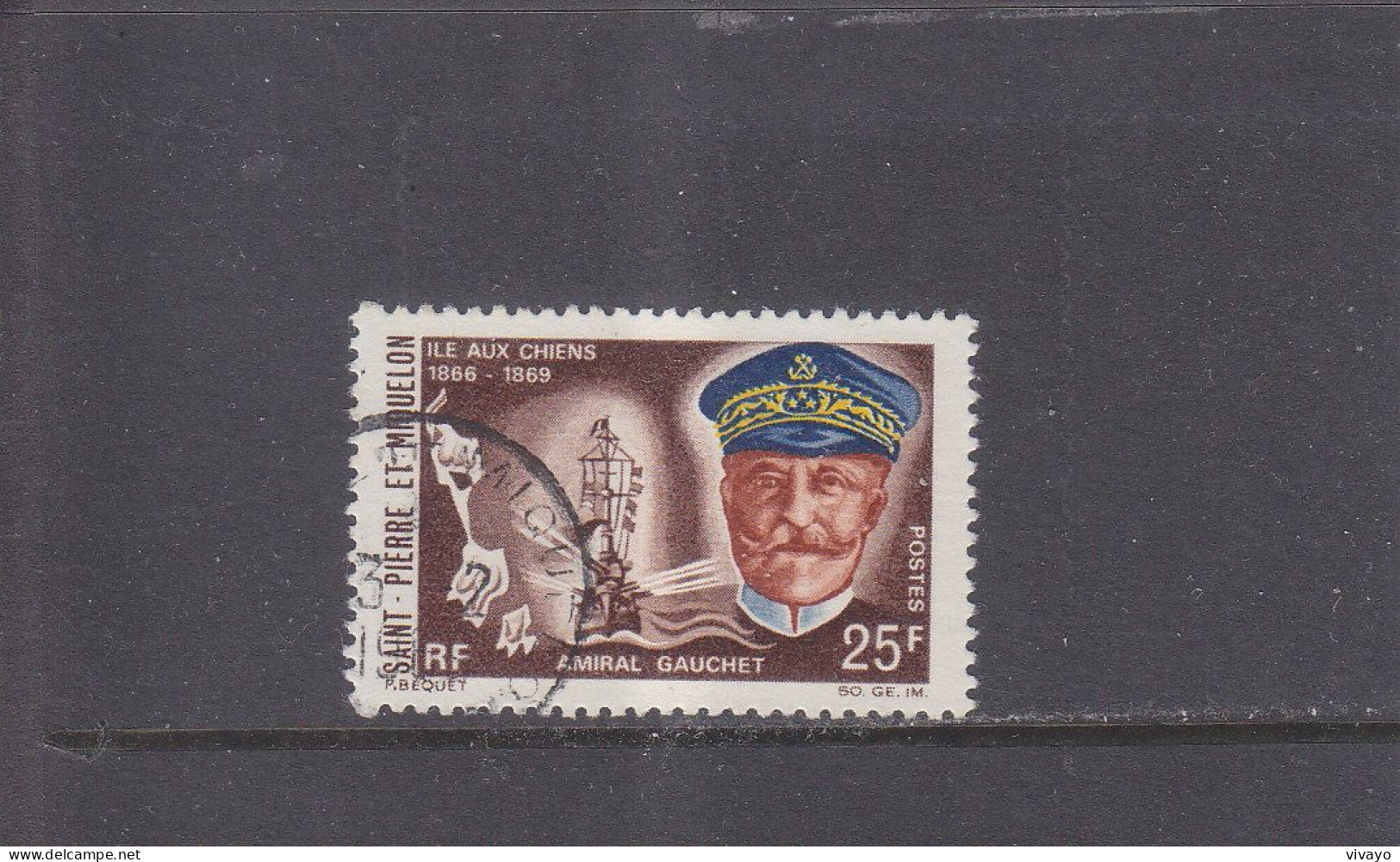 SAINT PIERRE ET MIQUELON - O/ FINE CANCELLED - 1968 - AMIRAL GAUCHET - ILE AUX CHIENS -   Yv. 383,   Mi. 429 - Oblitérés