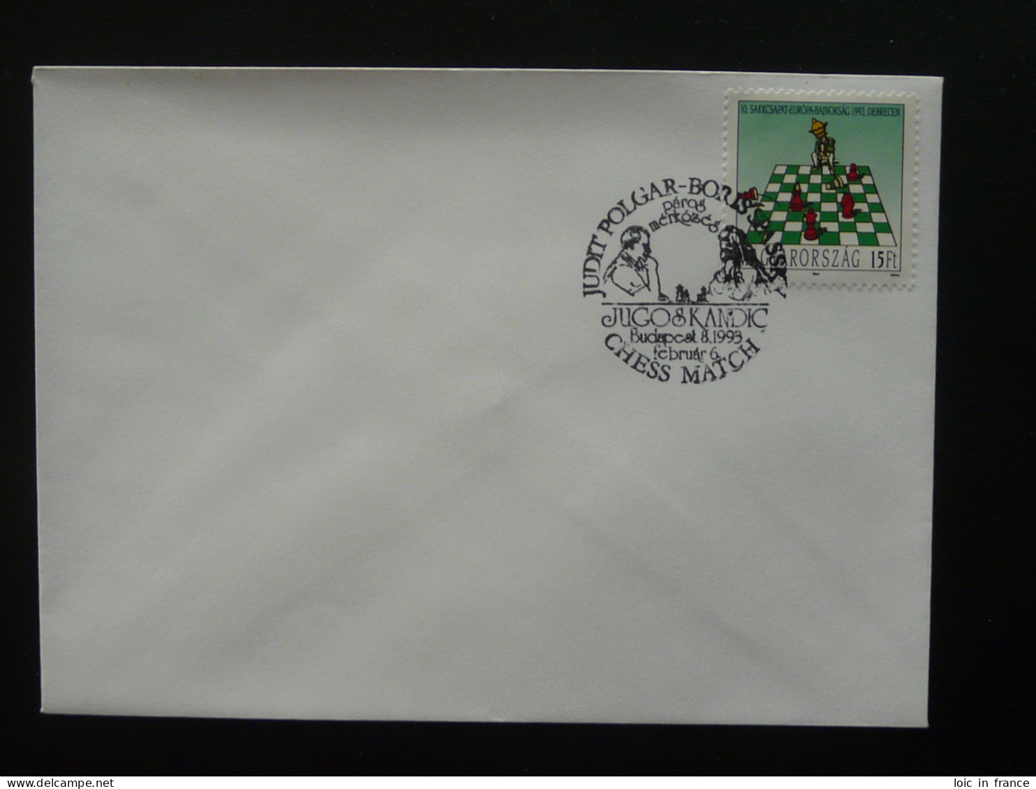 échecs Chess Oblitération Sur Lettre Postmark On Cover Hongrie Hungary 1993 - Postmark Collection