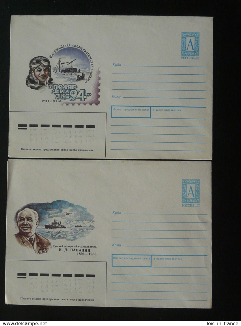 Entier Postal Stationery (x2) Explorateurs Polar Explorer  Soviet Union 1994 - Polar Explorers & Famous People