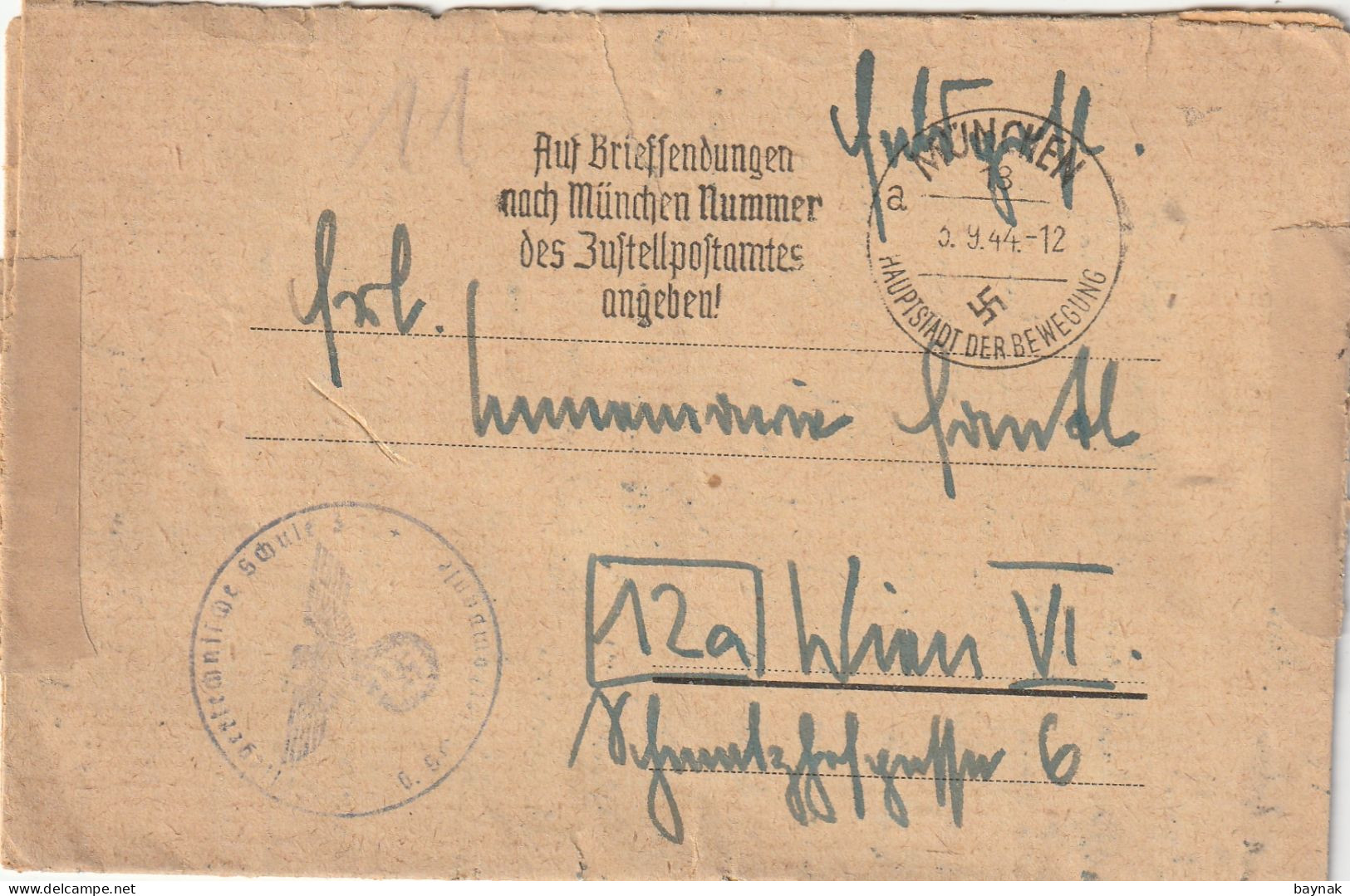 DEUTSCHES  REICH    -  FELDPOST  --  MUNCHEN 1944 - 1939-45
