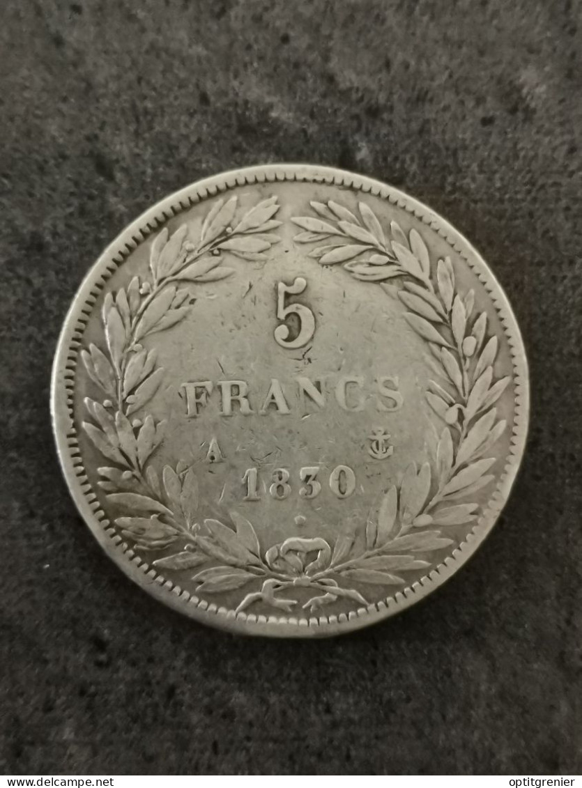 5 FRANCS ARGENT 1830 A LOUIS PHILIPPE I TYPE TIOLER TRANCHE EN RELIEF / SILVER - 5 Francs