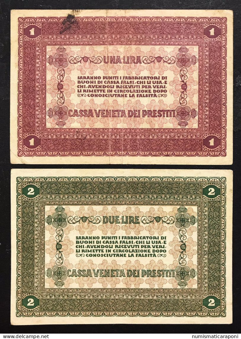 Cassa Veneta Dei Prestiti 1 E 2 Lira 02 01 1918 Bb/spl LOTTO 4760 - Zonder Classificatie