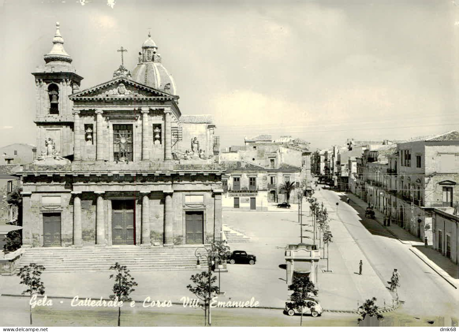 GELA - CATTEDRALE E CORSO VITT. EMANUELE - EDIZIONE GAGLIANO - SPEDITA - 1950s (17476) - Gela