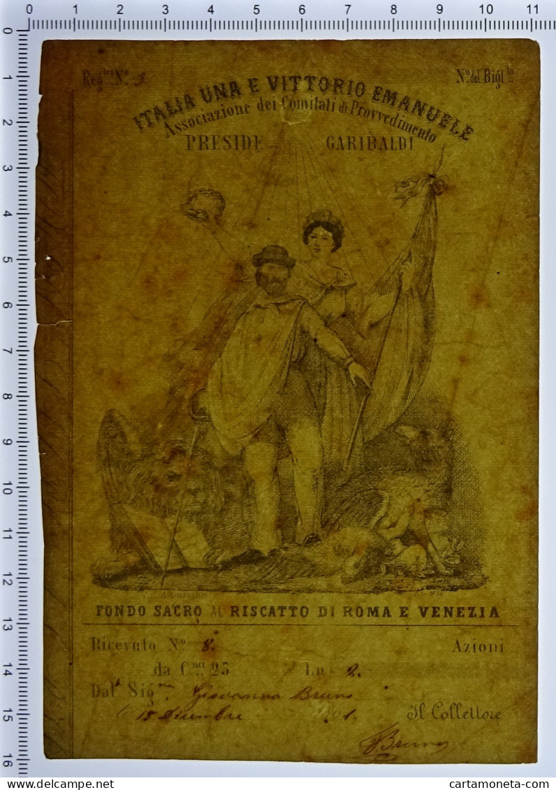 25 CENTESIMI FONDO SACRO AL RISCATTO DI ROMA E VENEZIA 1866 BB - Other & Unclassified