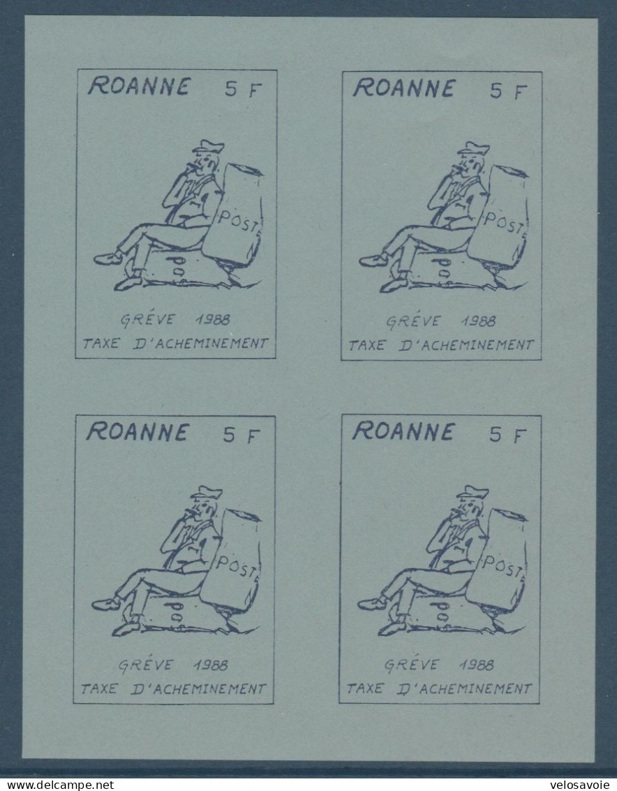 ROANNE GREVE DE 1988 SERIE DE 3 MINI FEUILLES DE 4 TIMBRES NEUFS SANS CHARNIERE - Stamps