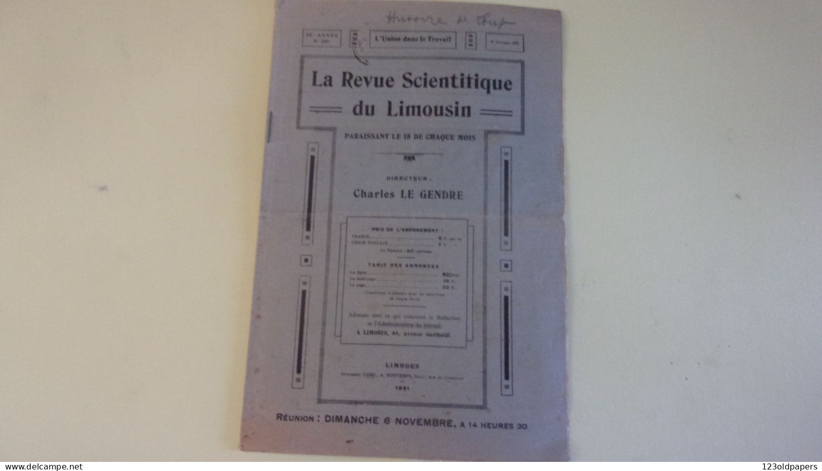 LIMOUSIN 1921 REVUE SCIENTIFIQUE  LOYS GUYON HISTOIRE DE LOUP NE A DOLE FIXE A UZERCHE CHATEAU NAUCHE VIGEOIS CORREZE - Limousin