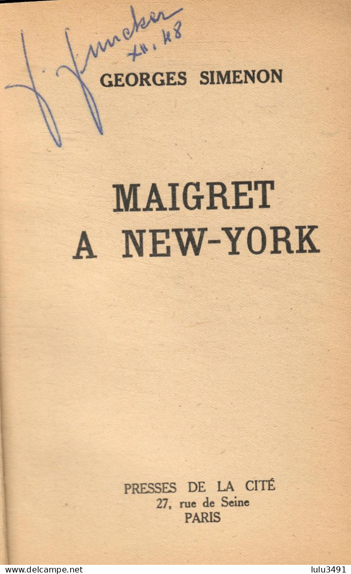 PRESSES De La CITE - POLICIER - MAIGRET à NEW-YORK - (1948 ) Par Georges SIMENON - Simenon