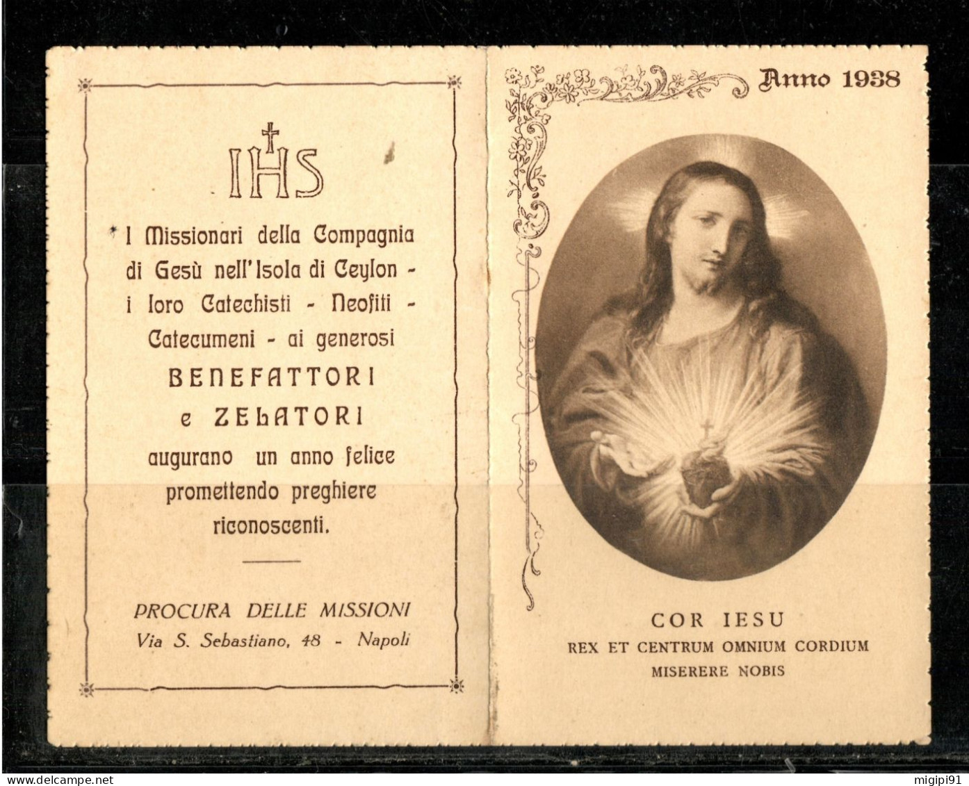 **  I H S * I Missionari Della Compagnia Di Gesù Nell'Isola Di Ceylon .....Anno 1938 ** Napoli - Formato Piccolo : 1921-40