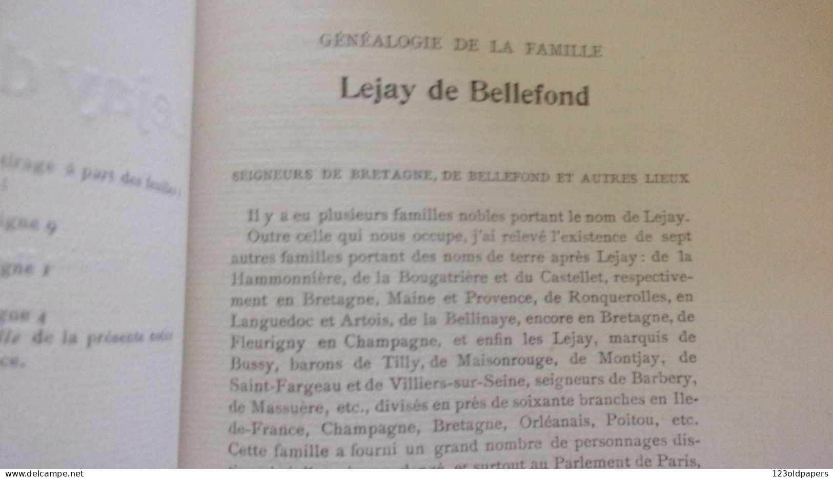 BERRY INDRE 1904 GENEALOGIE DE LA FAMILLE LEJAY DE BELLEFOND PAR VICOMTE DE MAZIERES MAULEON ROMSAC NOBLESSE DE BERRY - 1901-1940