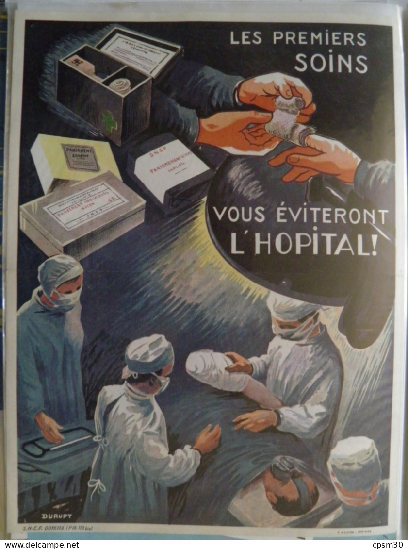 Affiche SNCF De Sécurité - 29 - Les Premiers Soins, Vous éviterons L'hopital - Chemin De Fer