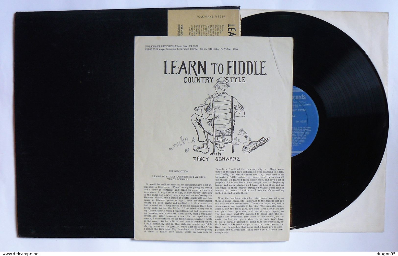 LP Tracy SCHWARZ : Learn To Fiddle Country Style - Folkway Records FI 8359 - 1968 - Country & Folk