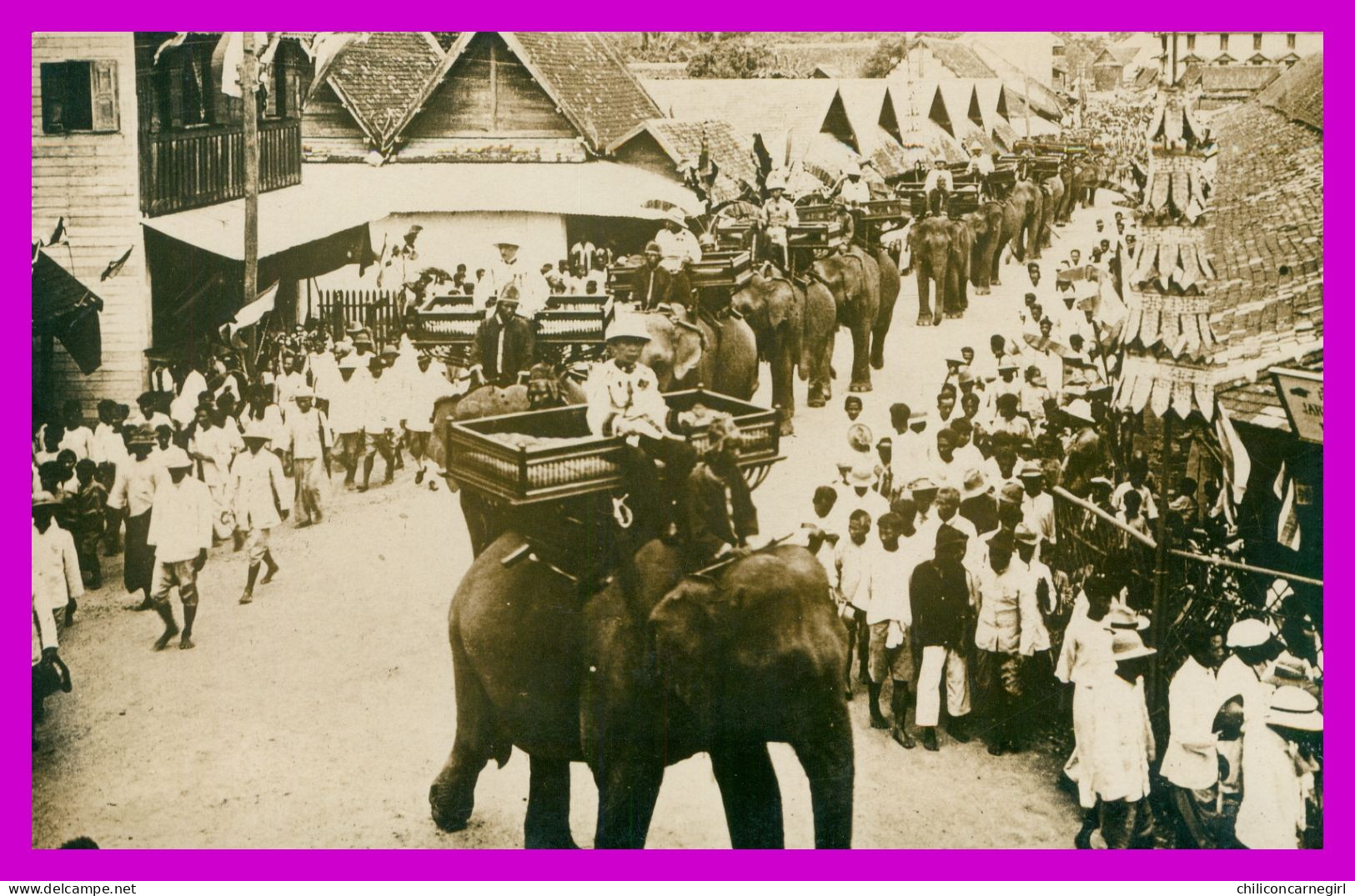 * Cp Photo - THAILANDE - SIAM - Visite Du Roi CHULALONGKORN - Procession Eléphants - Animée - Thaïlande