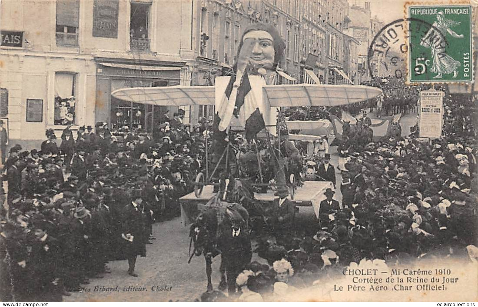 Cholet         49                 Mi-Carême    1910   Cortège De La Reine  Le Père Aéro-Char      (Voir Scan) - Cholet