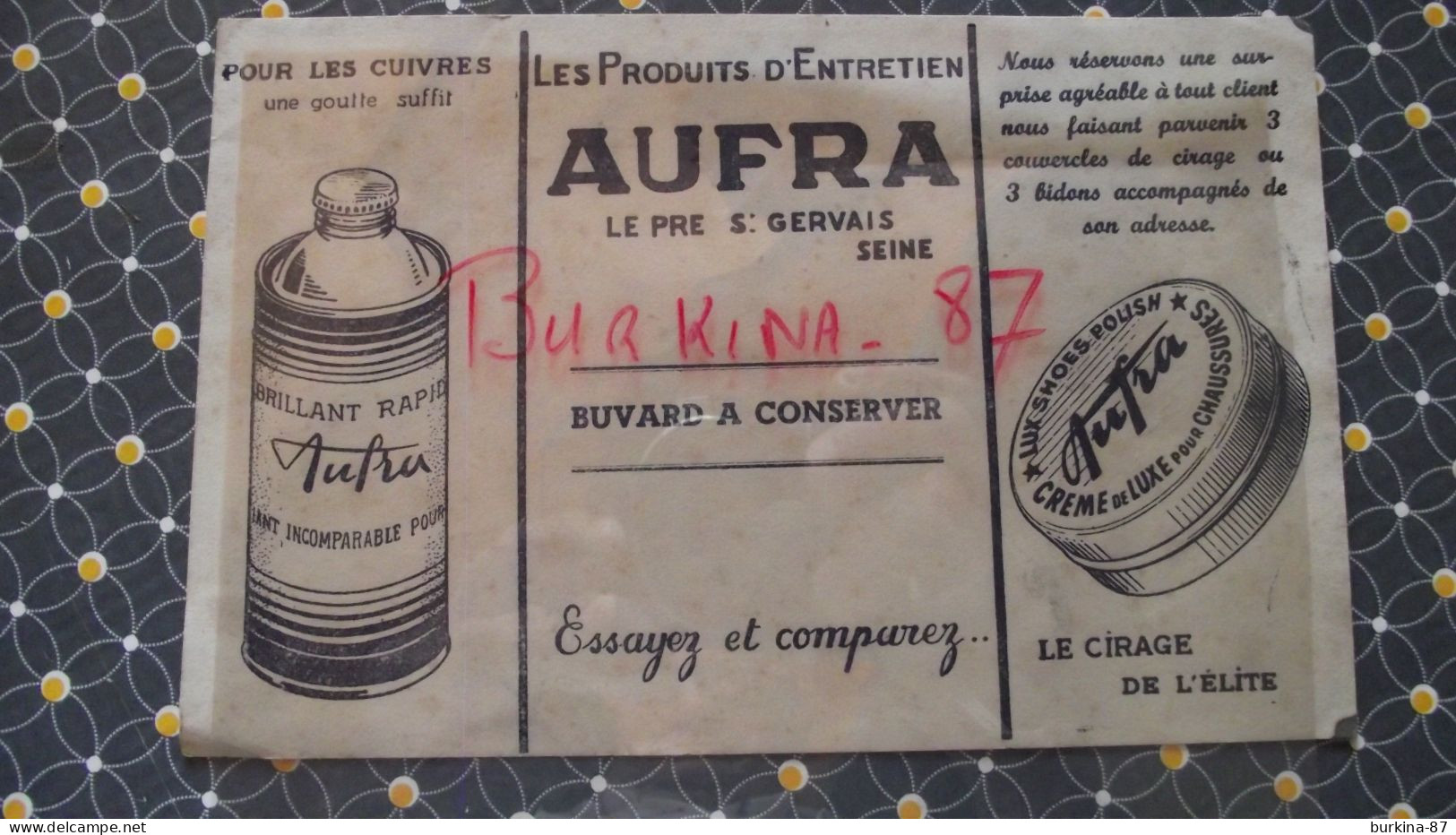 BUVARD AUFRA , Produits D'entretien , Cuivre Et Cirage - E