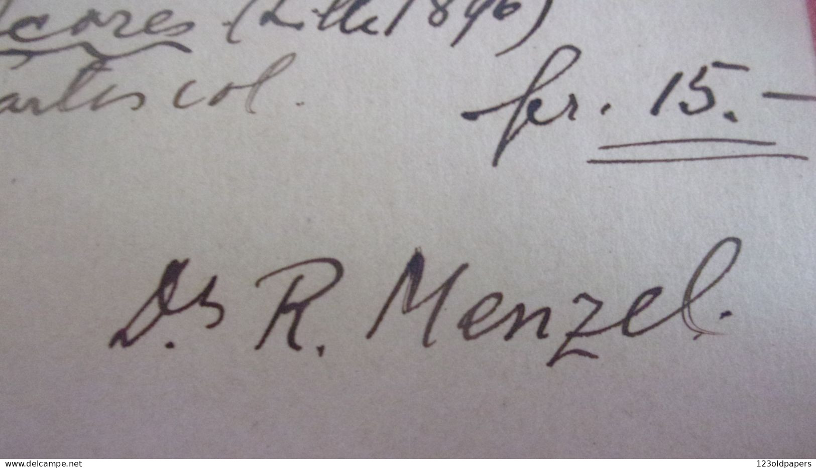 DUTCH INDIES 1923 JAVA BUITENZORG AUTOGRAPHE DOCTEUR R MENZEL  ENVOI VERS PARIS A LIBRAIRIE SCIENTIQUE LECHEVALIER - Other & Unclassified