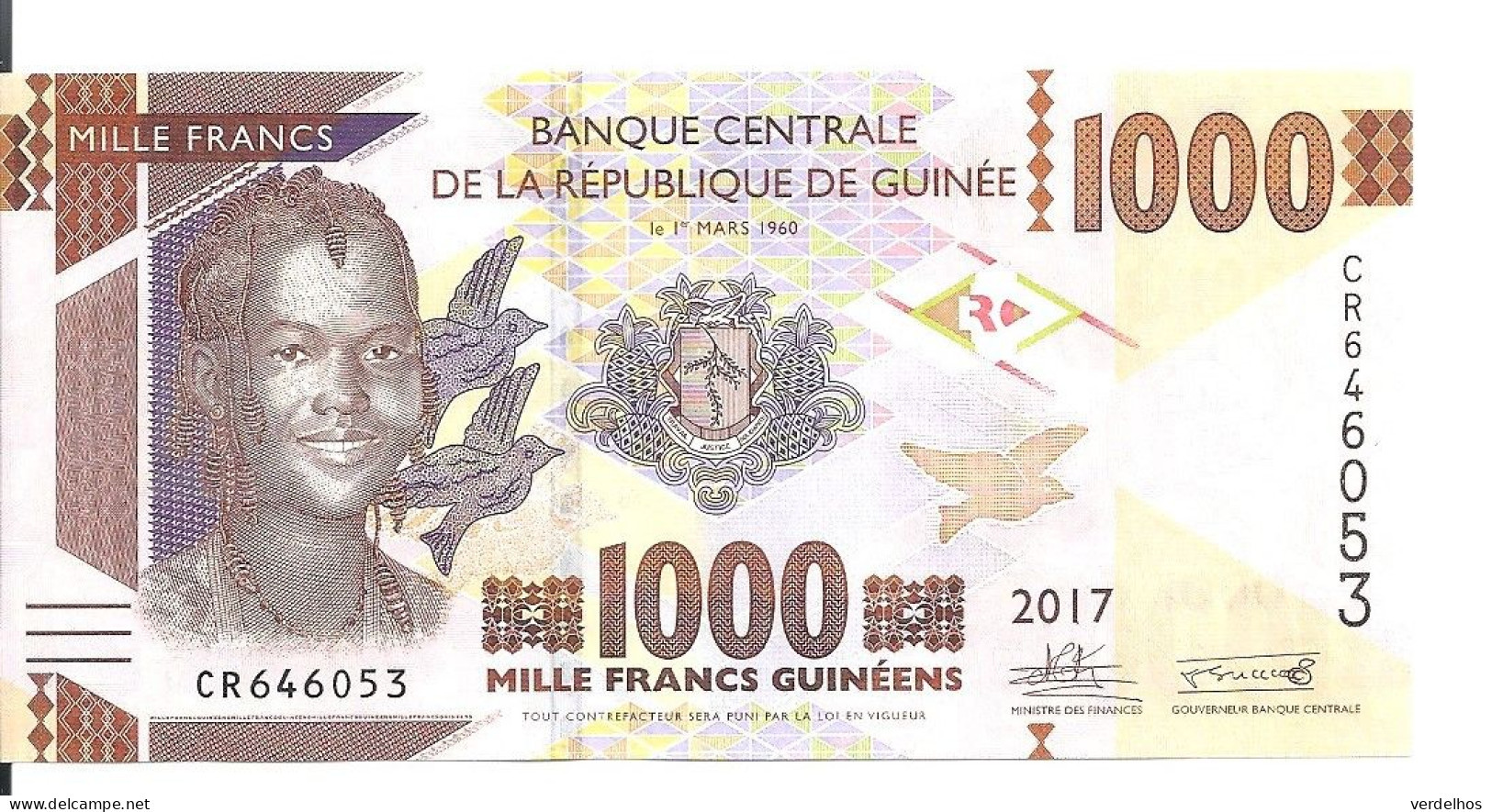 GUINEE 1000 FRANCS 2017 UNC P 48 B - Guinée