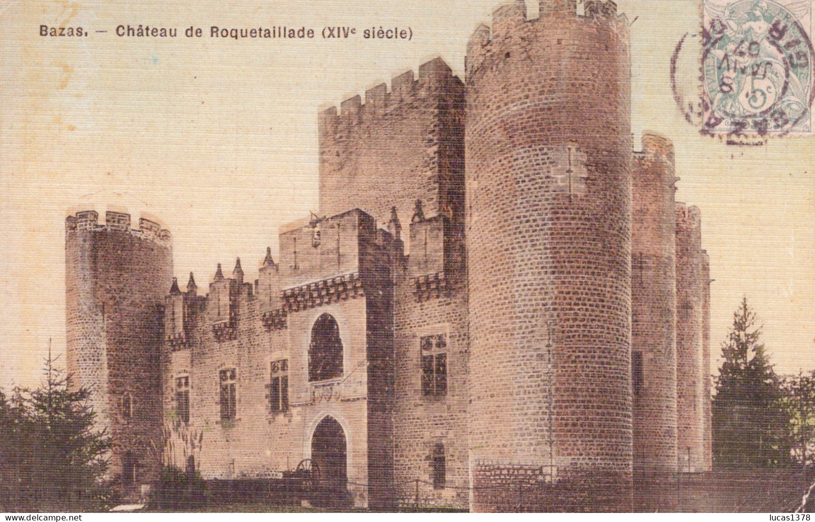 33 / BAZAS /  CHATEAU DE ROQUETAILLADE / JOLIE CARTE TISSEE COLORISEE - Bazas