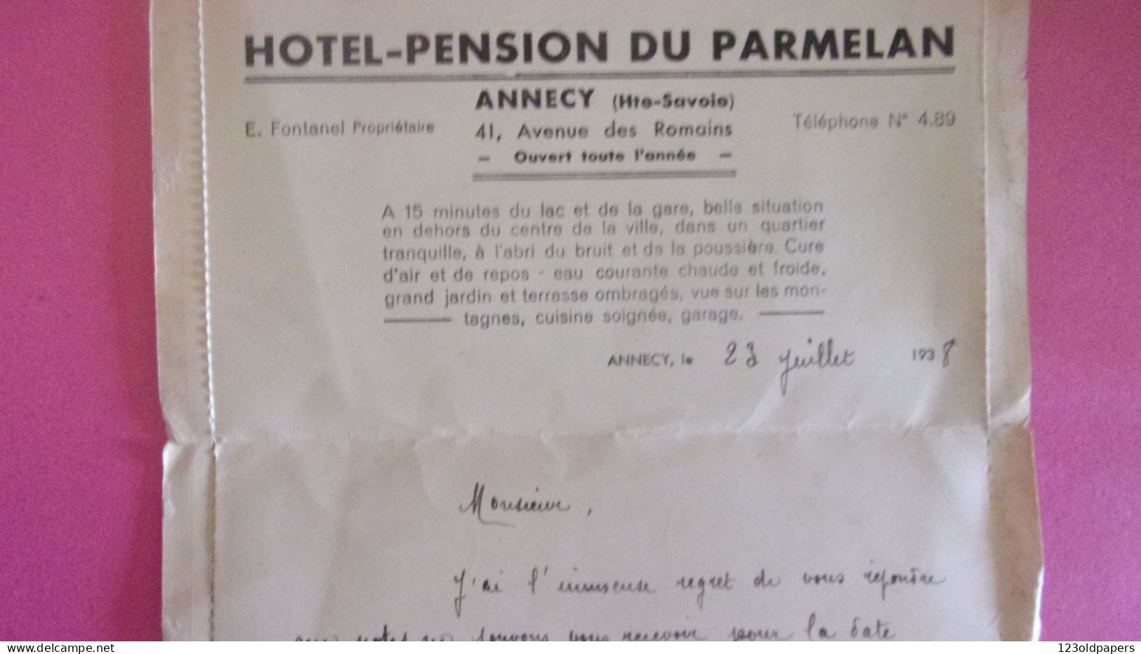 74 "Annecy, Hôtel Pension Du Parmelan - Annecy