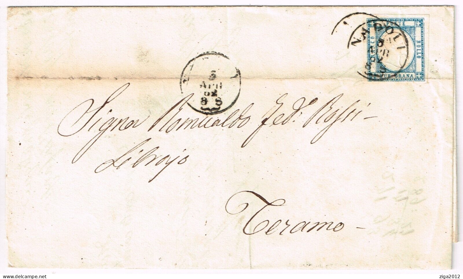 1862 PROVINCE NAPOLETANE PIEGO VIAGGIATO NAPOLI / TERAMO - Neapel