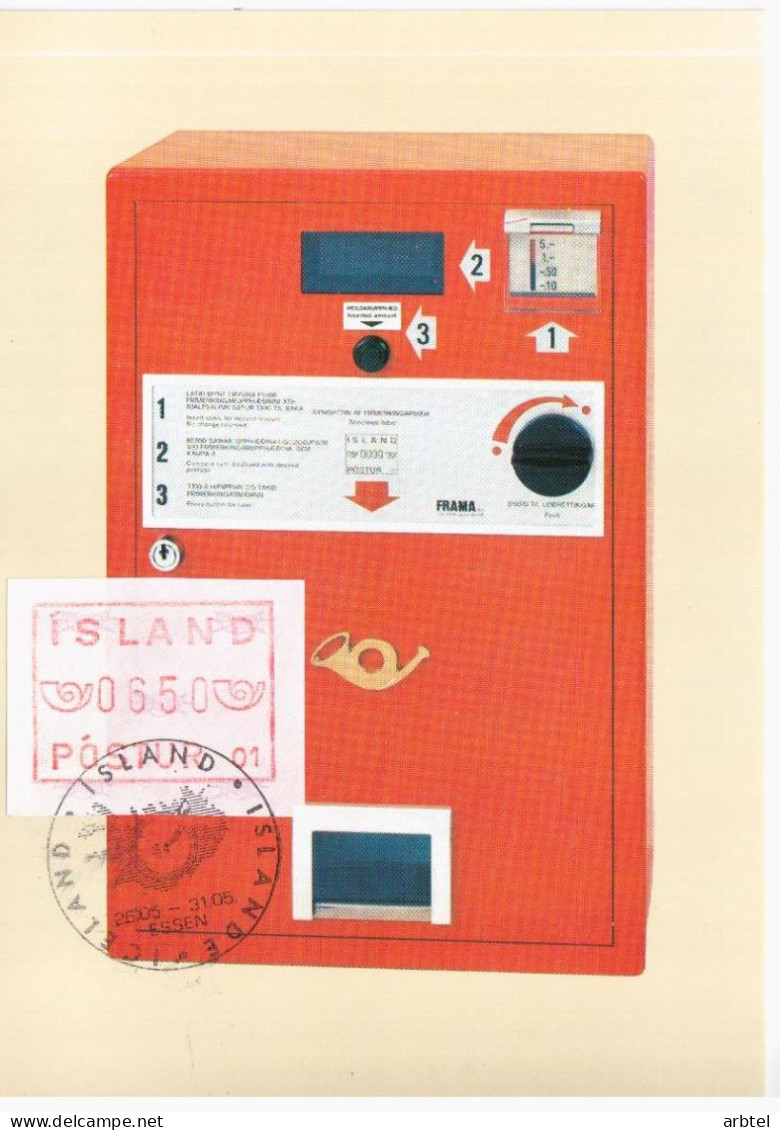 ISLANDIA ISLAND TARJETA CON ATM MAT ESSEN 1984 - Covers & Documents