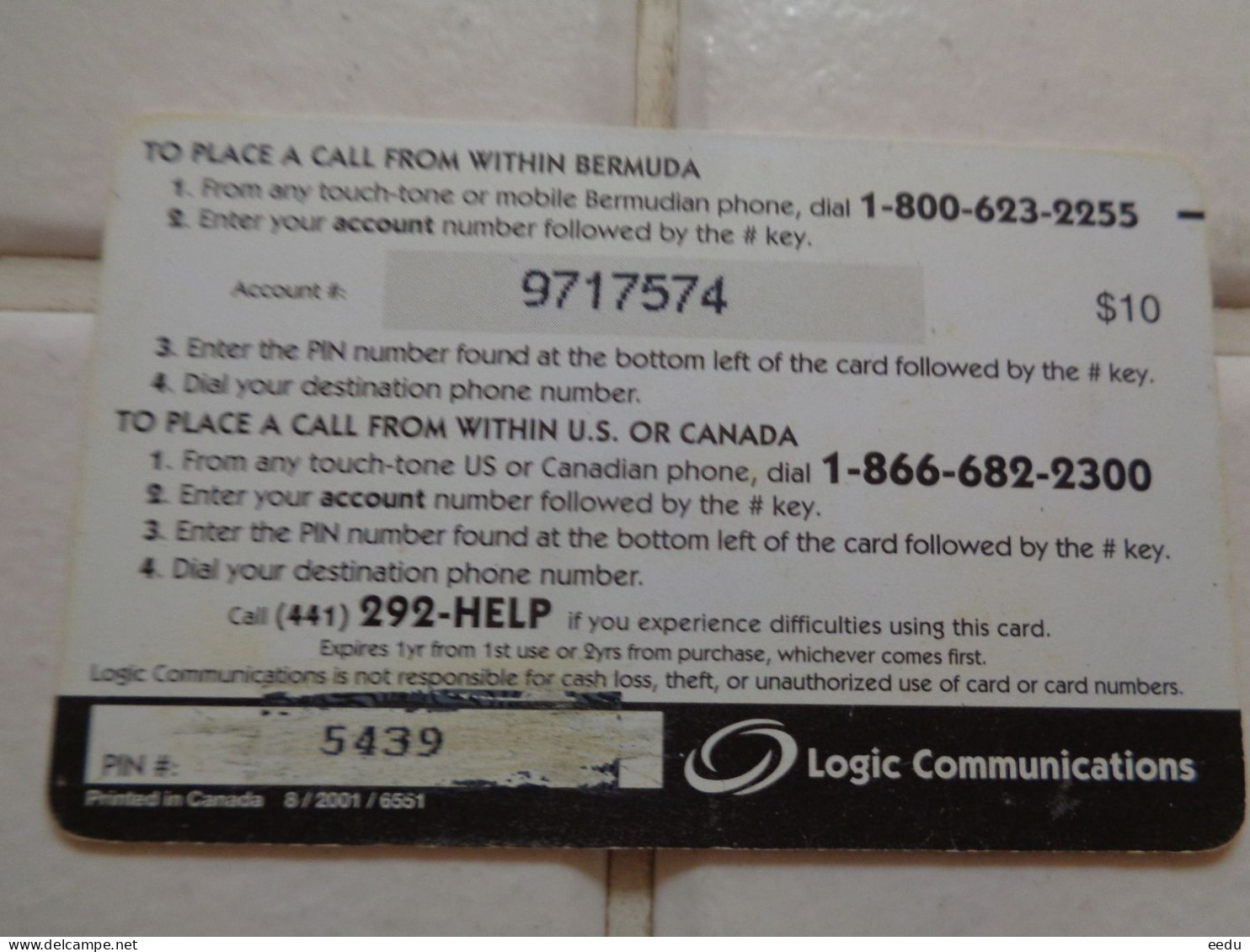 Bermuda Phonecard - Bermude