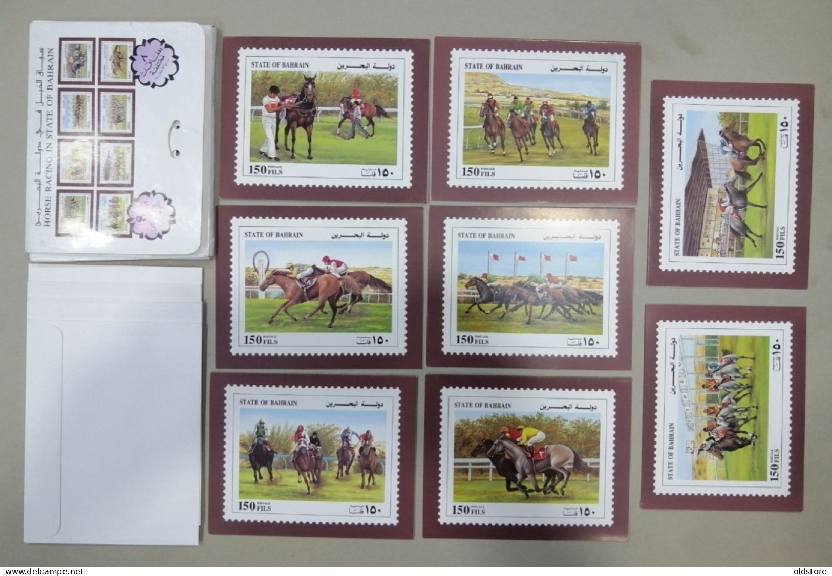 Bahrain Postcards - Horse Racing In State Of Bahrain -  8 Different Old Postcards Full Set With Envelopes - Bahreïn