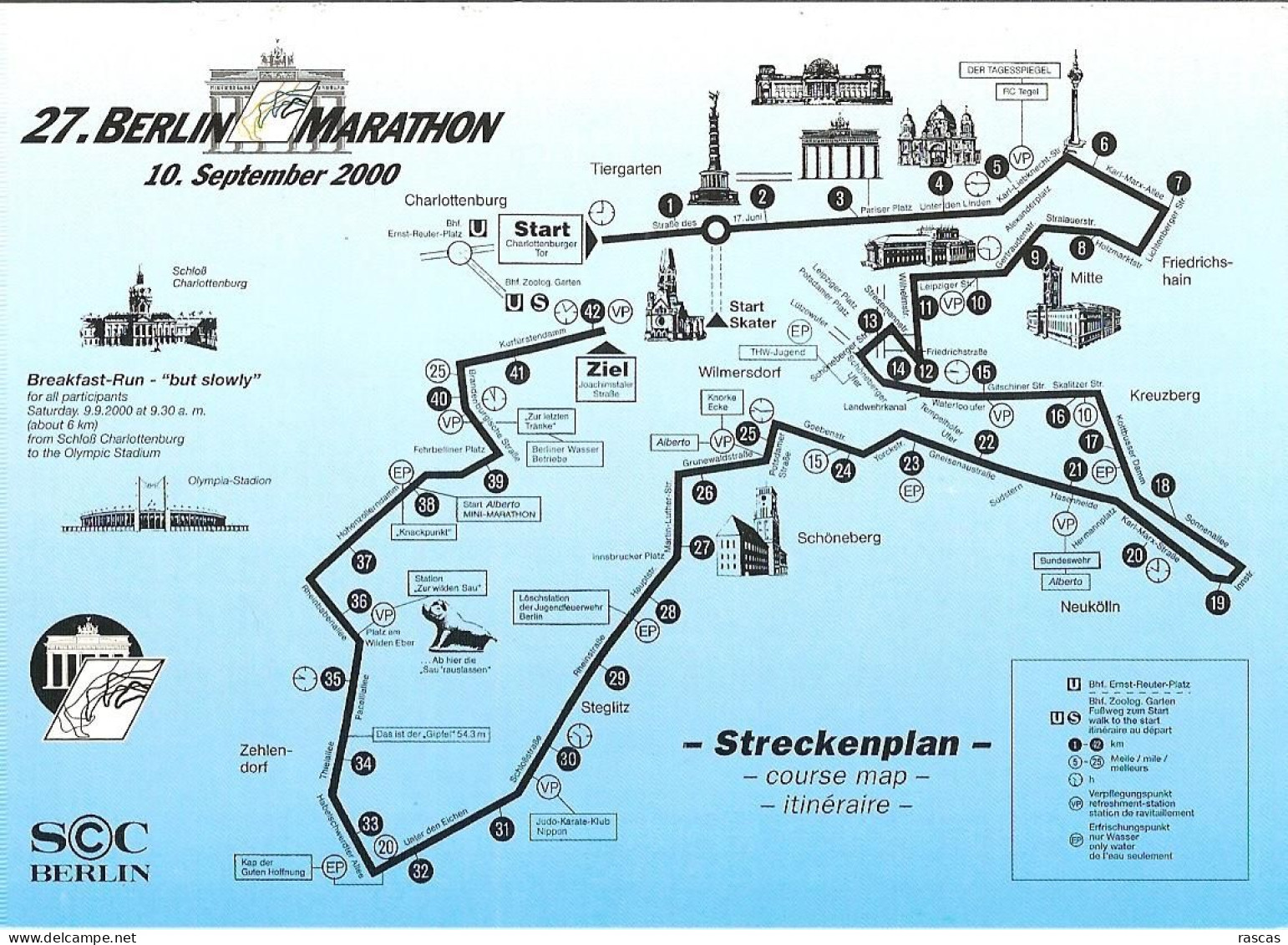 CPM - ATHLETISME - COURSE A PIED - MARATHON DE BERLIN 2000 - PLAN DU PARCOURS - Athlétisme