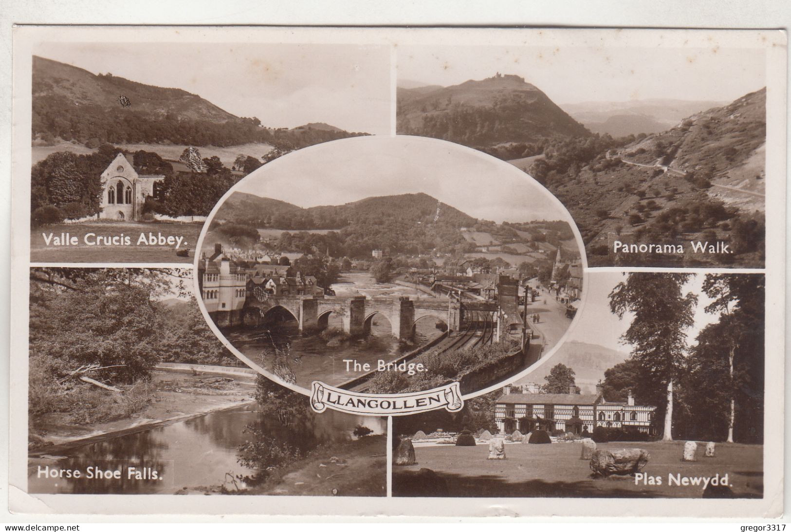 D3675) LLANGOLLEN - Valle Crucis Abbey - Bridge - Panorama Walk Horse Shoe Falls - Plas Newydd 1949 ZENSUR - Denbighshire