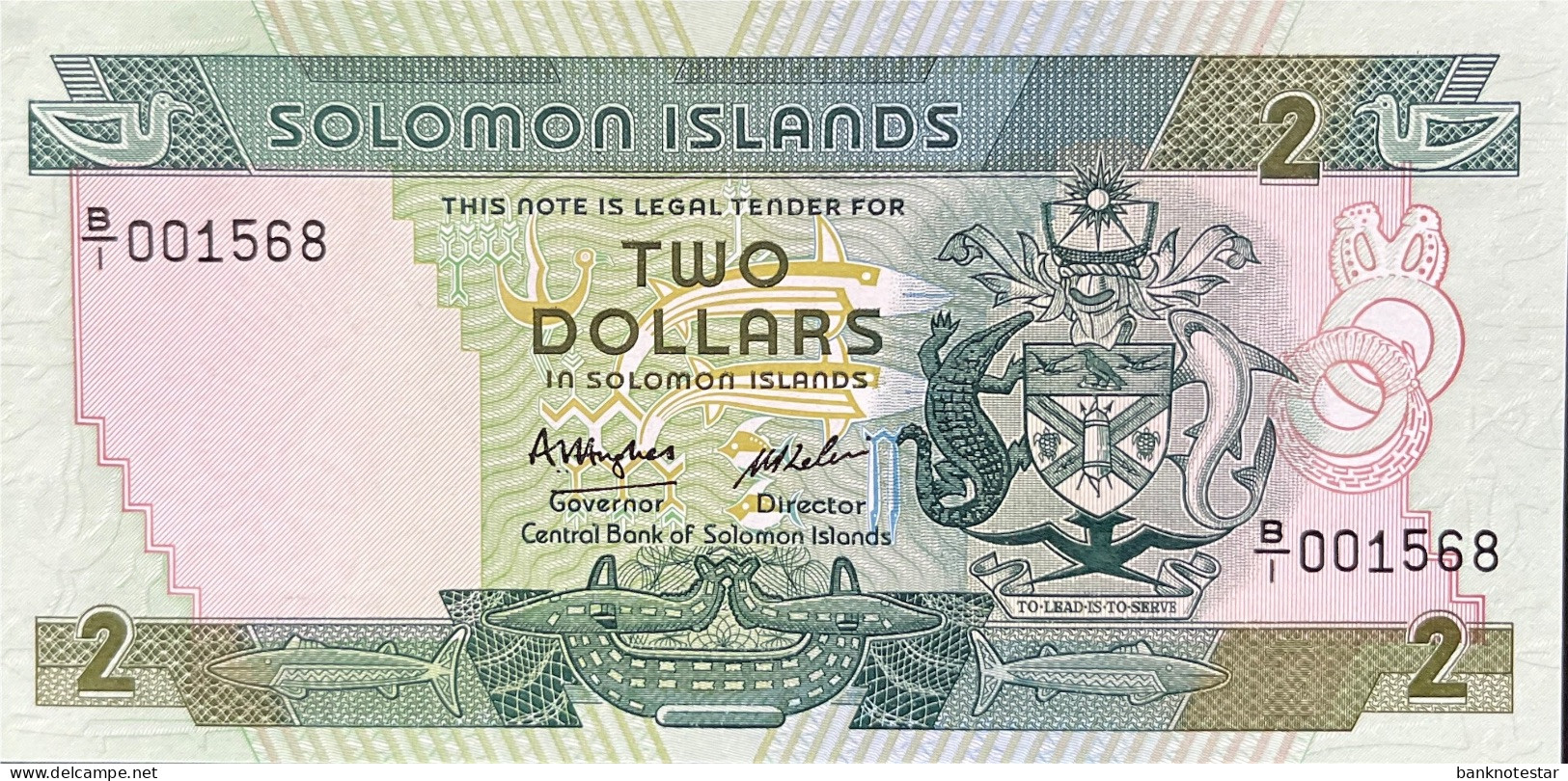 Solomon Islands 2 Dollars, P-13 (1986) - UNC - B/1  001568 - Solomonen