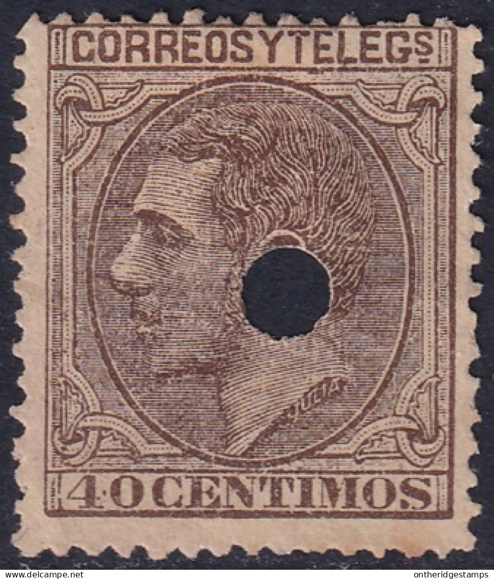 Spain 1879 Sc 247 España Ed 205T Telegraph Punch (taladrado) Cancel - Télégraphe