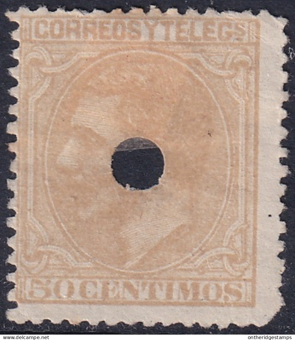 Spain 1879 Sc 248 España Ed 206T Telegraph Punch (taladrado) Cancel - Telegramas