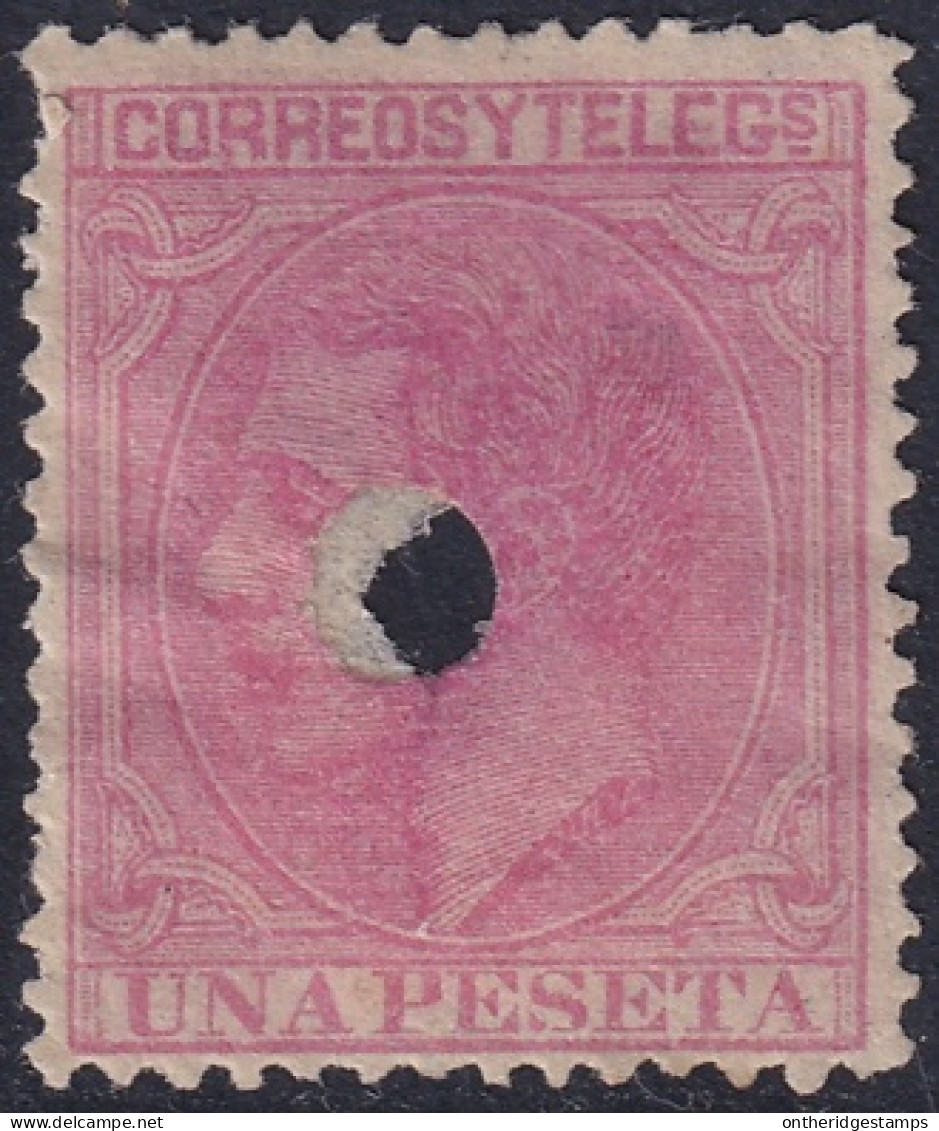 Spain 1879 Sc 249 España Ed 207T Telegraph Punch (taladrado) Cancel - Telegraph