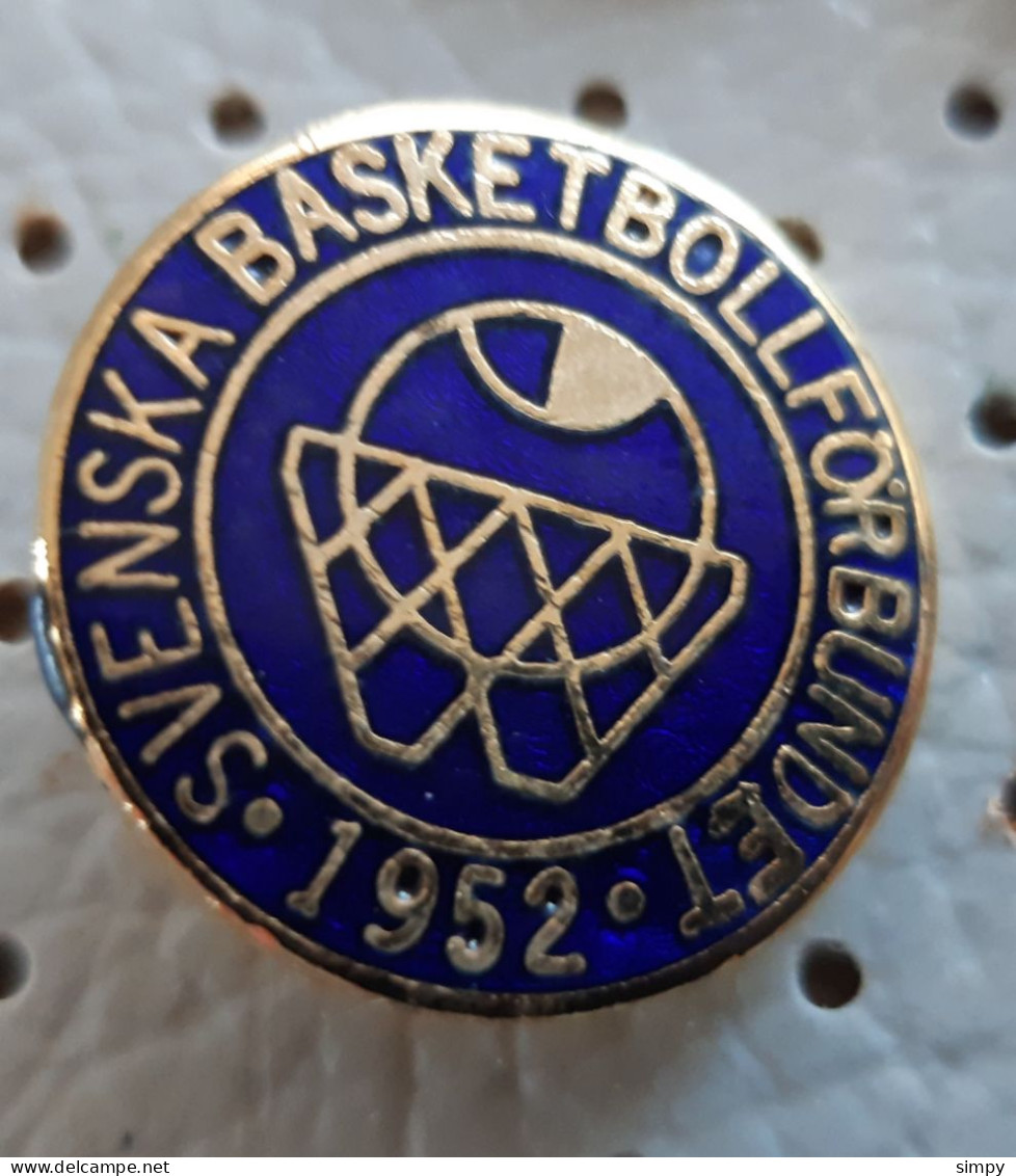 SWEDEN Basketball FEDERATION  1952 Vintage Enamel Pin - Basketball