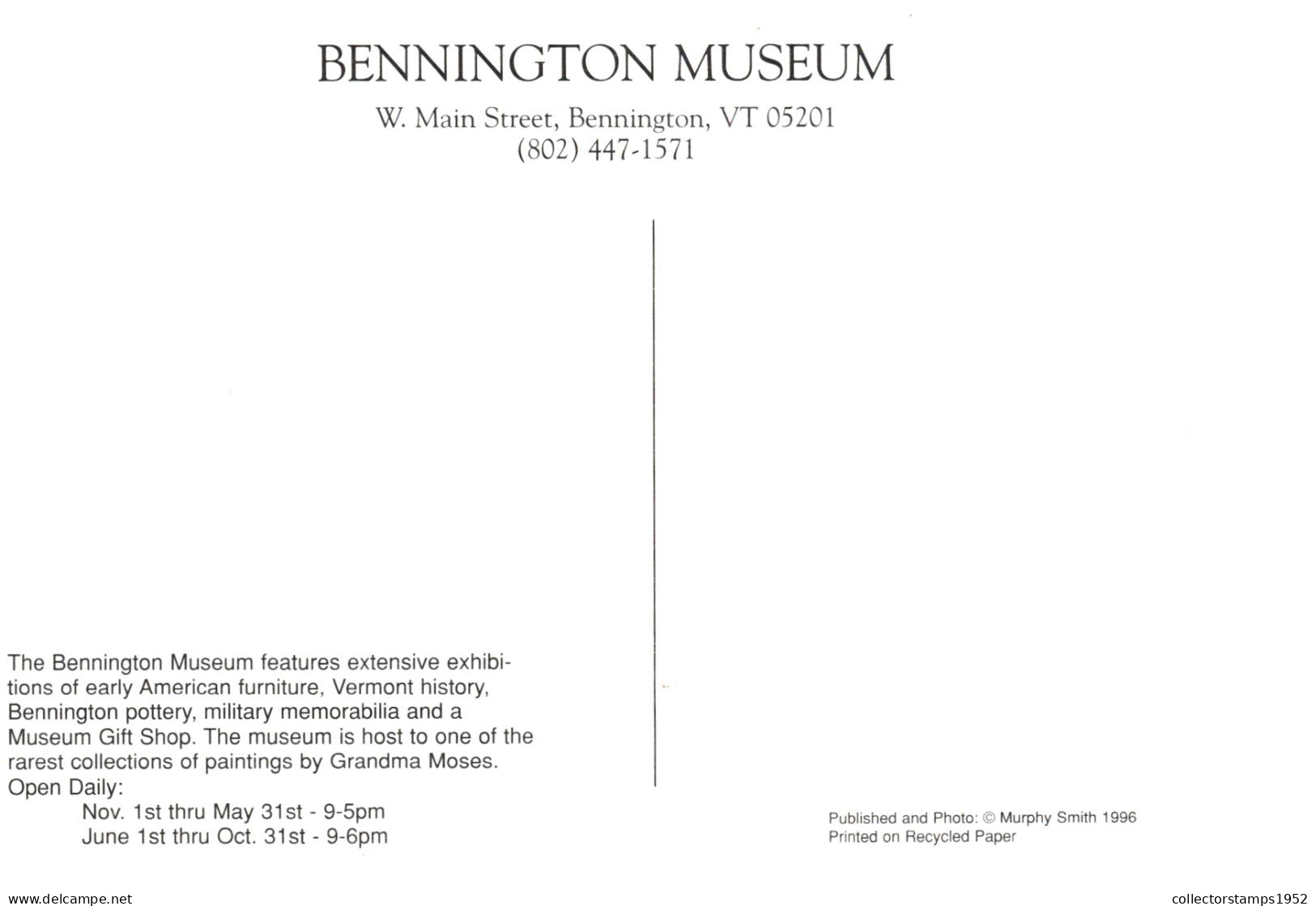 VERMONT, BENNINGTON, MUSEUM, POTTERYMILITARY MEMORABILIA, GIFT SHOP, UNITED STATES - Bennington