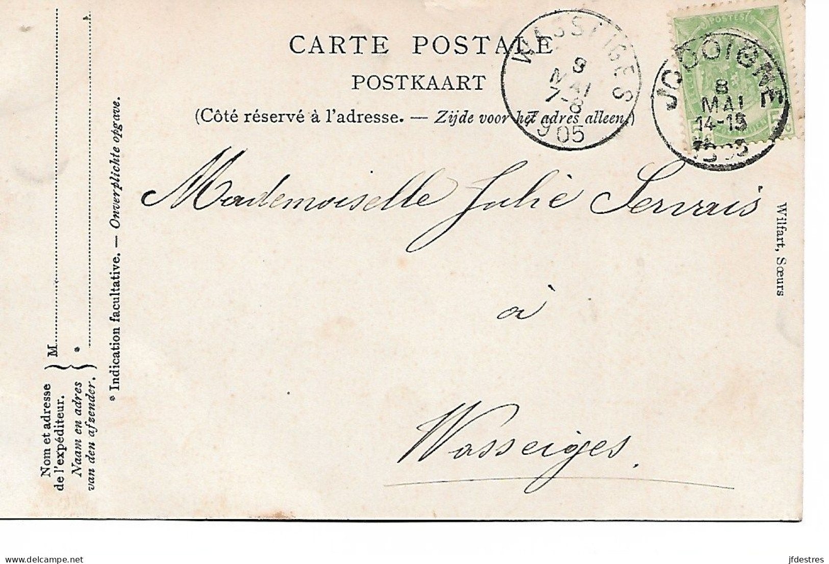 CP  Souvenir De Jodoigne (avec Coins De La Localité Ds Les Lettres). Vers 1905. Ida à Julie Servais Wasseiges - Jodoigne