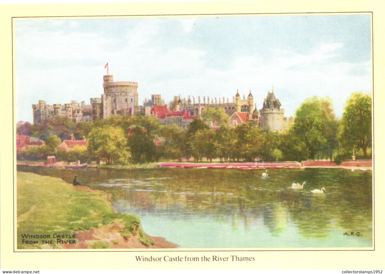 PAINTING, WINDSOR CASTLE FROM THE RIVER THAMES, QUINTON, POSTCARD - Quinton, AR