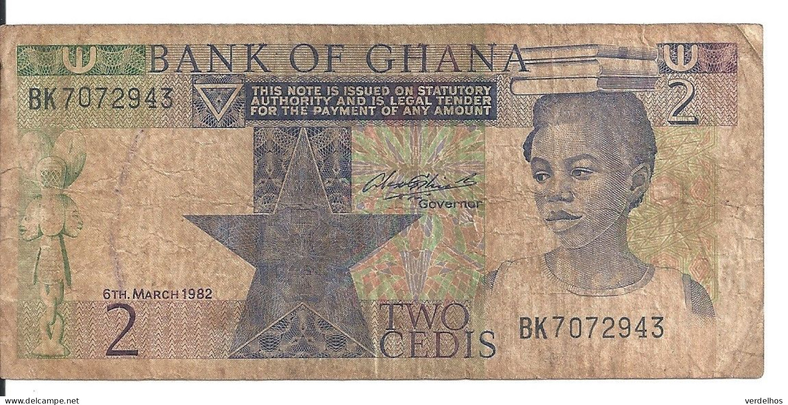 GHANA 2 CEDIS 1982 VG+ P 18 D - Ghana