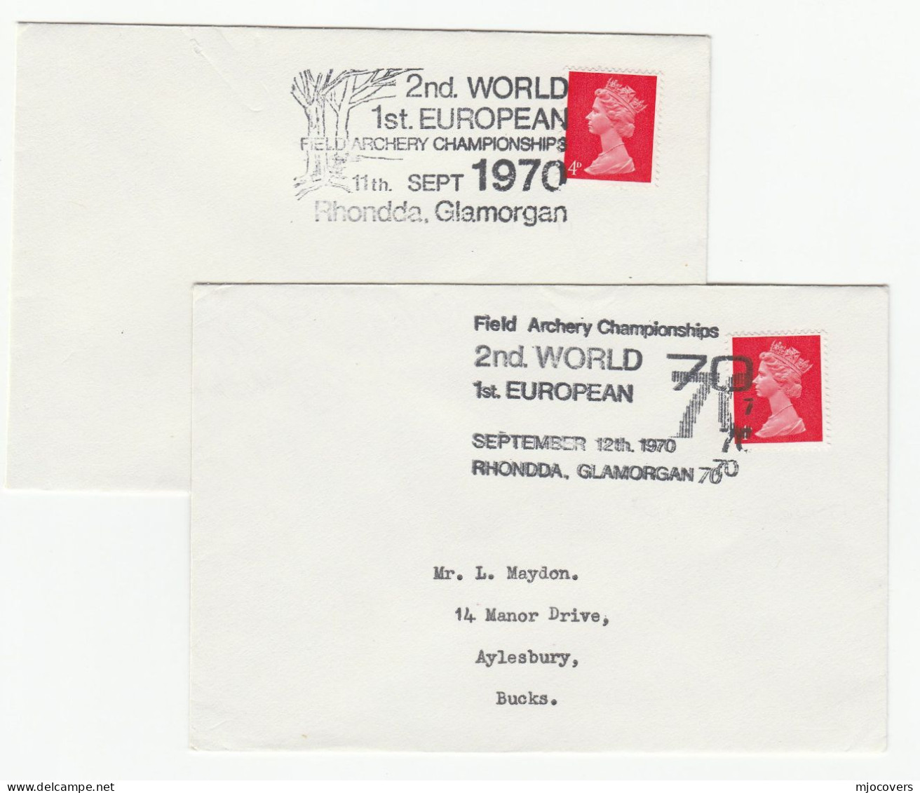 2 Diff  1970 ARCHERY Covers World & European CHAMPIONSHIP GB Sport Stamps Cover - Bogenschiessen