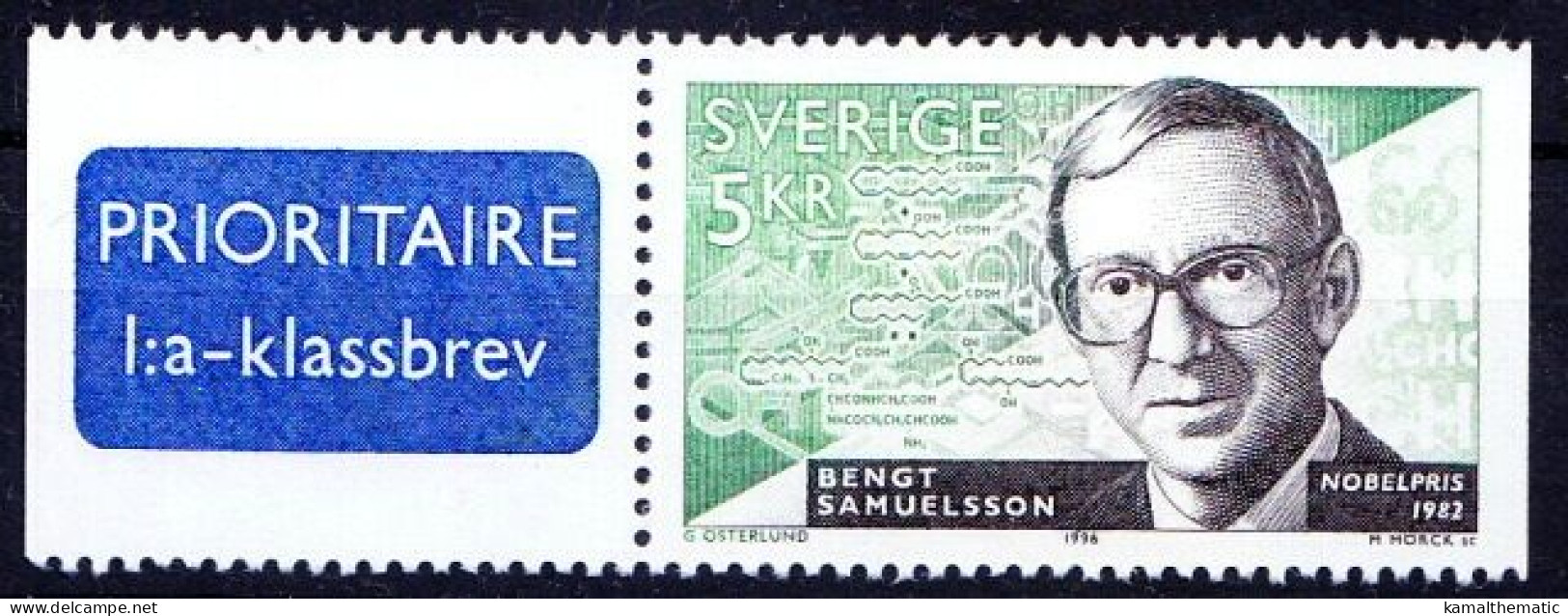 Sweden 1996 MNH, Bengt Samuelsson, Nobel Medicine, Discoveries Prostaglandins - Prix Nobel