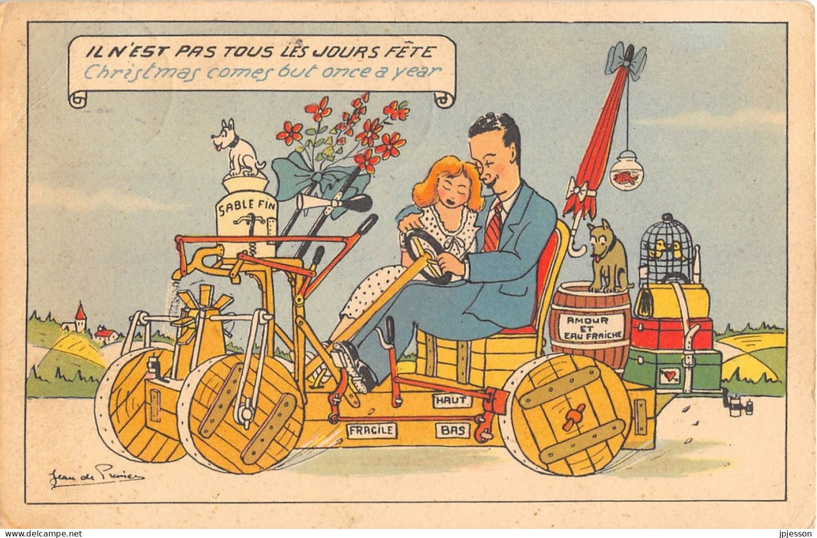 ILLUSTRATEUR - JEAN DE PREISSAC - HUMORISTIQUE, AUTOMOBILE, COUPLE - "IL N'EST PAS TOUS LES JOURS FETE" - Preissac